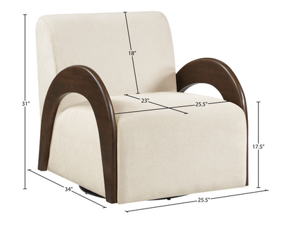 Neria Chenille Cream Fabric Upholstered Swivel Chair