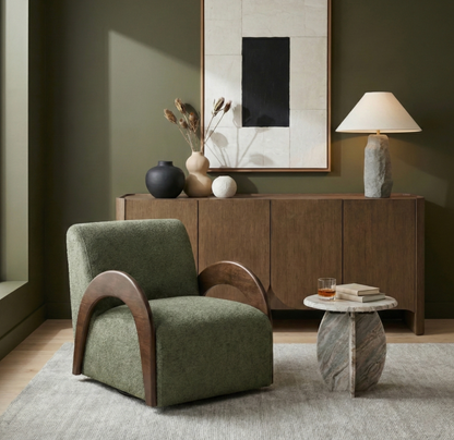 Neria Chenille Fabric Upholstered Swivel Chair