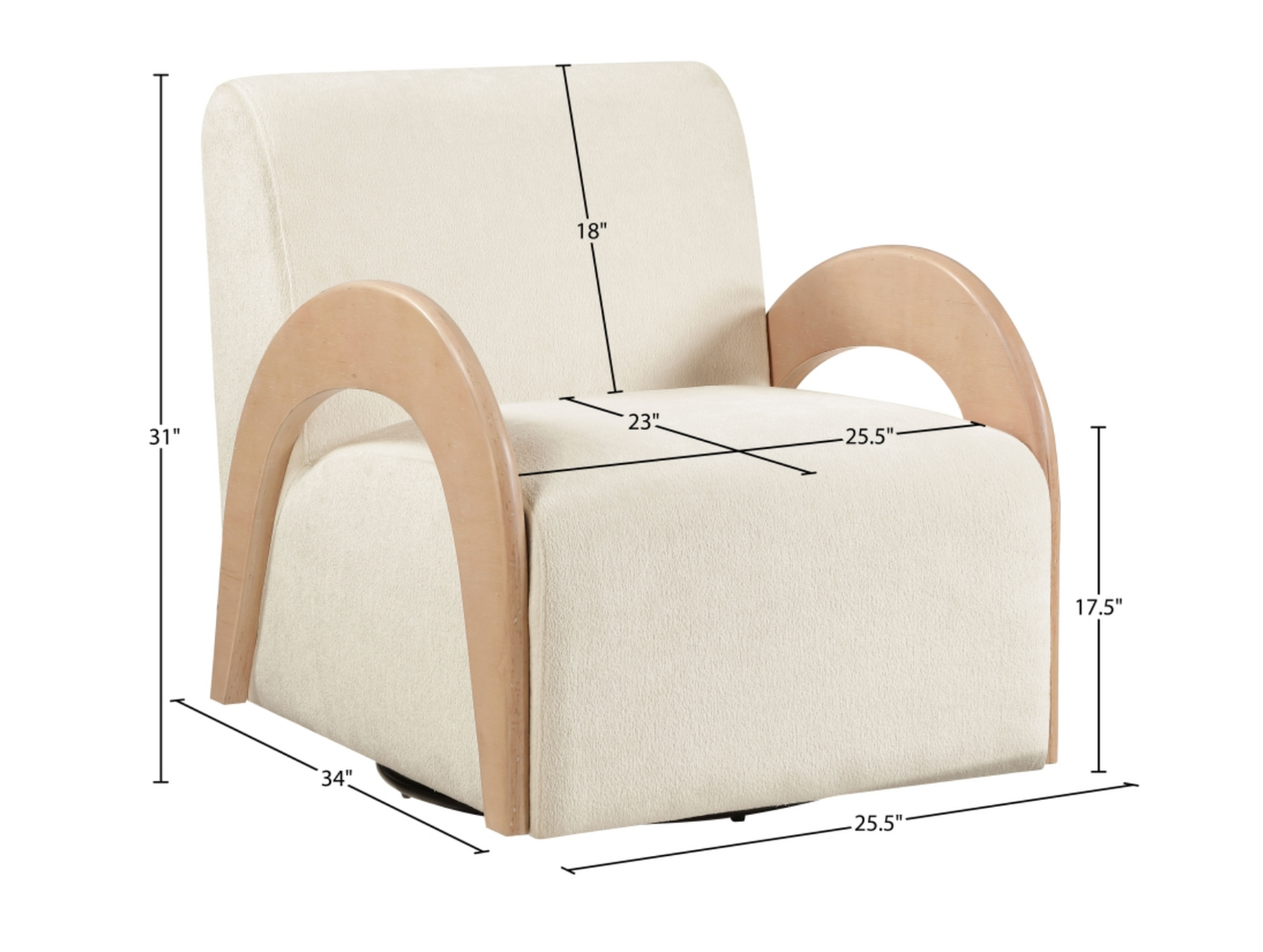 Neria Chenille Cream Fabric Upholstered Swivel Chair