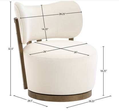 Elara Velvet Cream Upholstered Swivel Chair