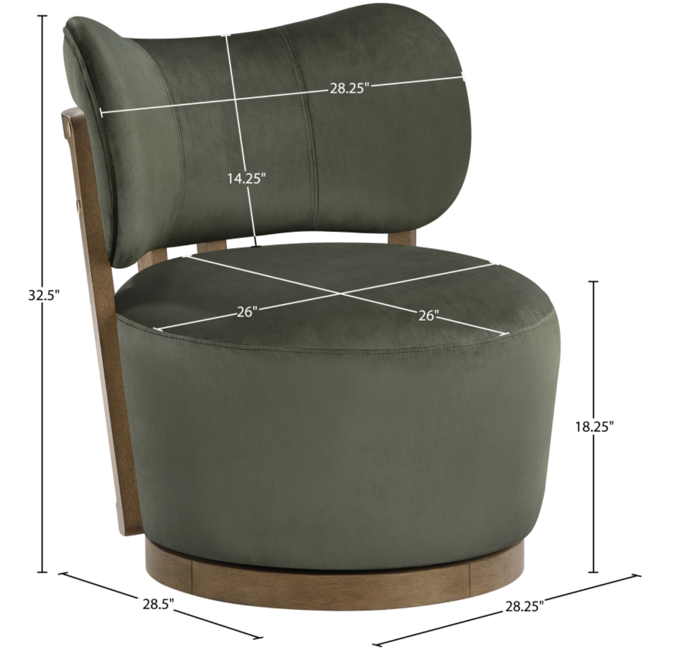Elara Velvet Green Upholstered Swivel Chair