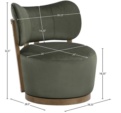 Elara Velvet Green Upholstered Swivel Chair