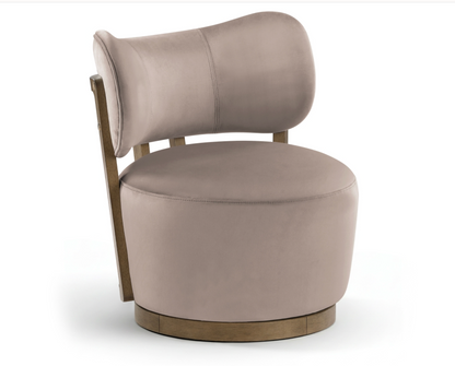 Elara Velvet Taupe Upholstered Swivel Chair