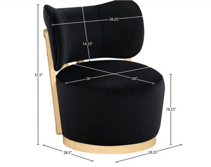Elara Velvet Black Upholstered Swivel Chair