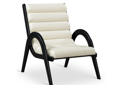 Randal Vegan Cream Leather Upholstered Accent Chair
