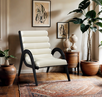 Randal Vegan Cream Leather Upholstered Accent Chair