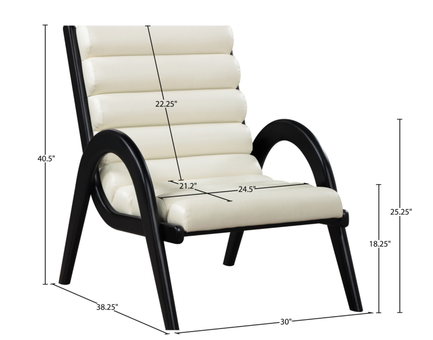 Randal Vegan Cream Leather Upholstered Accent Chair