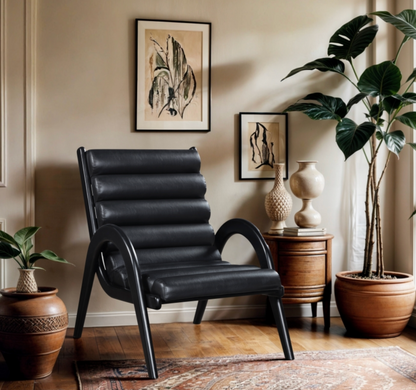 Randal Vegan Black Leather Upholstered Accent Chair