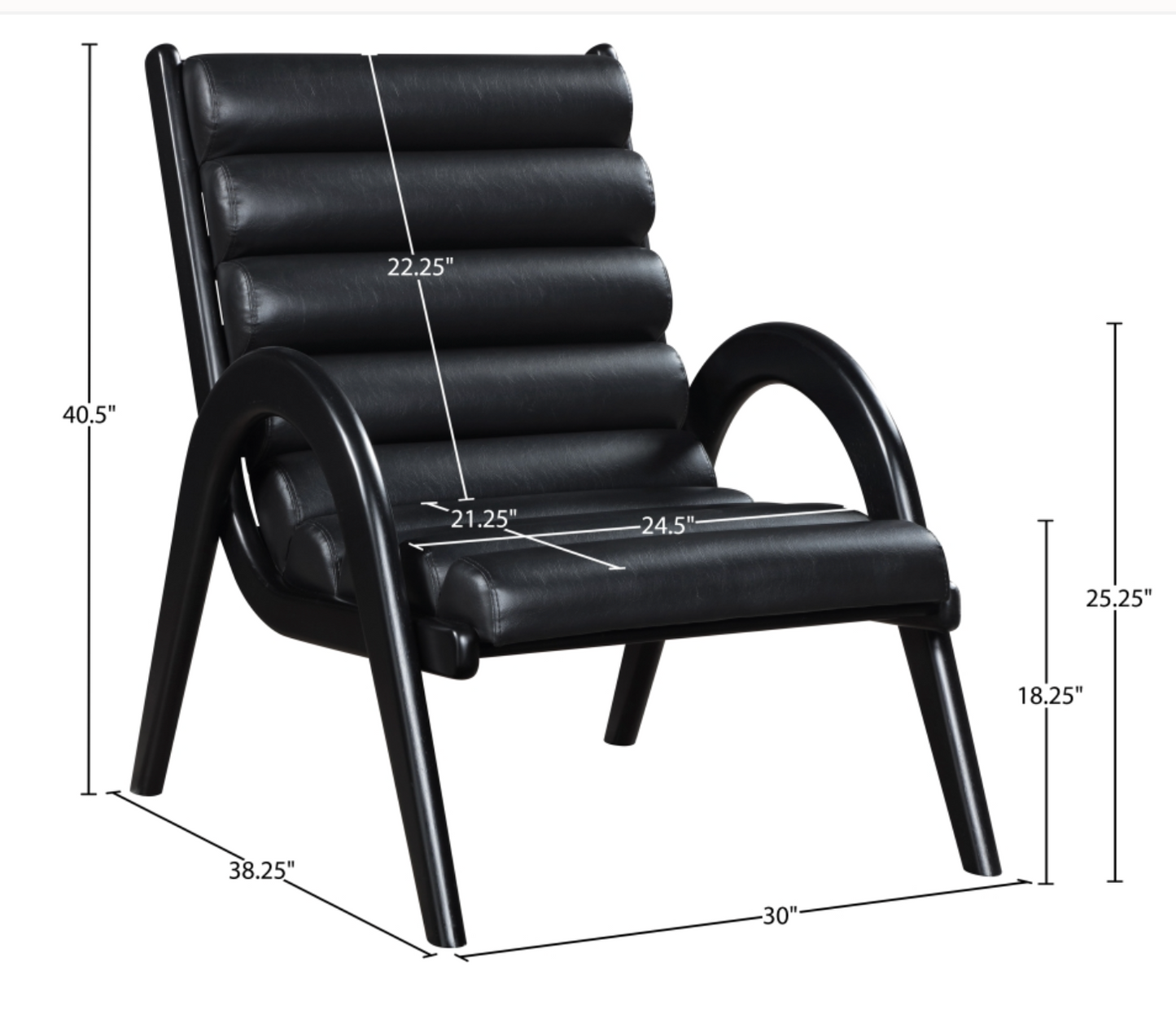 Randal Vegan Black Leather Upholstered Accent Chair