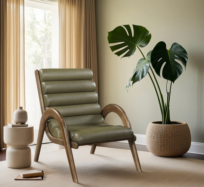 Randal Vegan Green Leather Upholstered Accent Chair