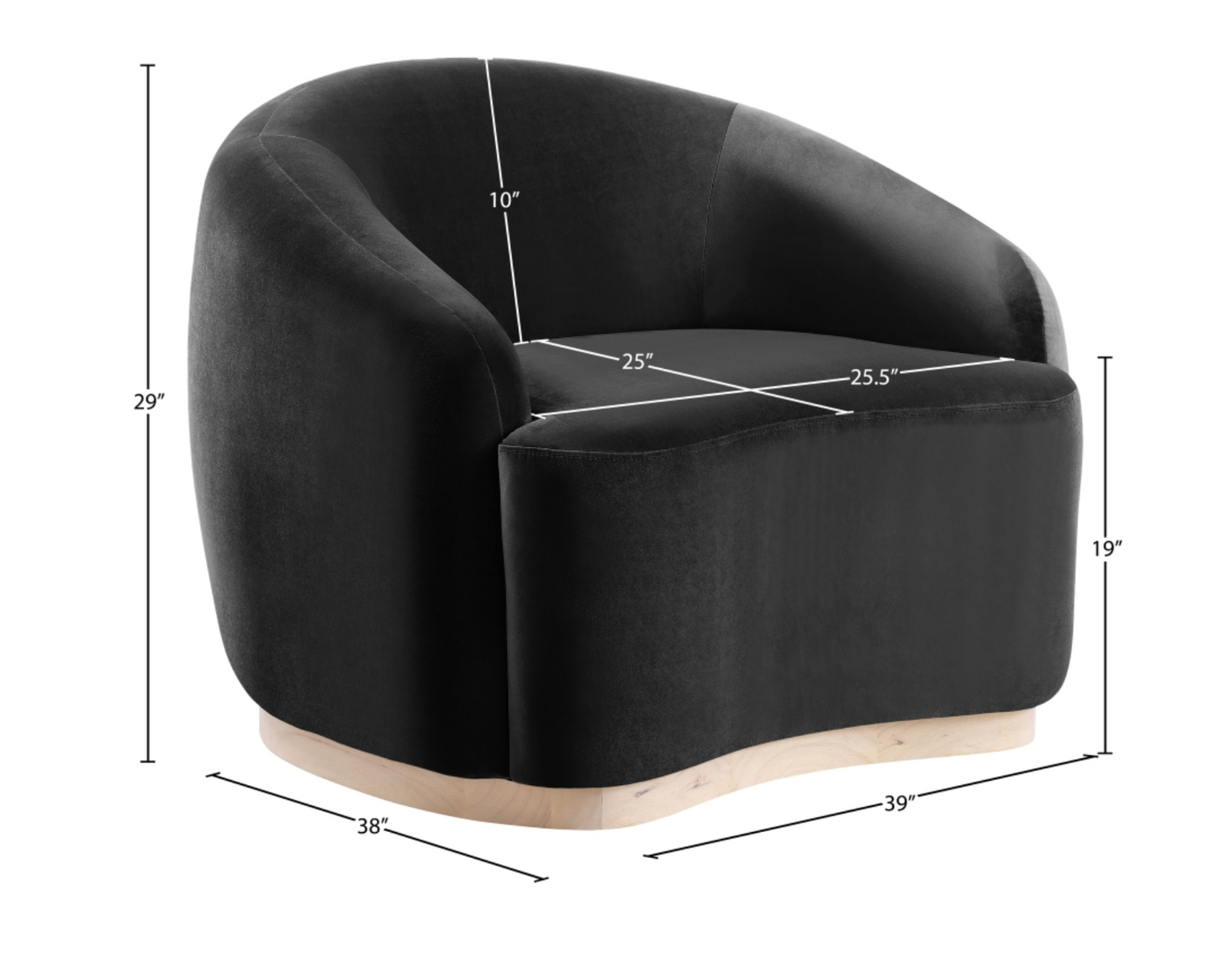 Gustavo Velvet Black Upholstered Accent Chair