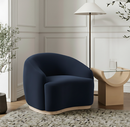Gustavo Velvet Navy Upholstered Accent Chair
