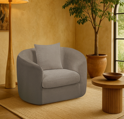Penelope Chenille Grey Fabric Upholstered Accent Chair