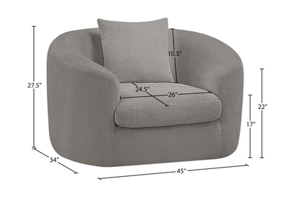 Penelope Chenille Grey Fabric Upholstered Accent Chair