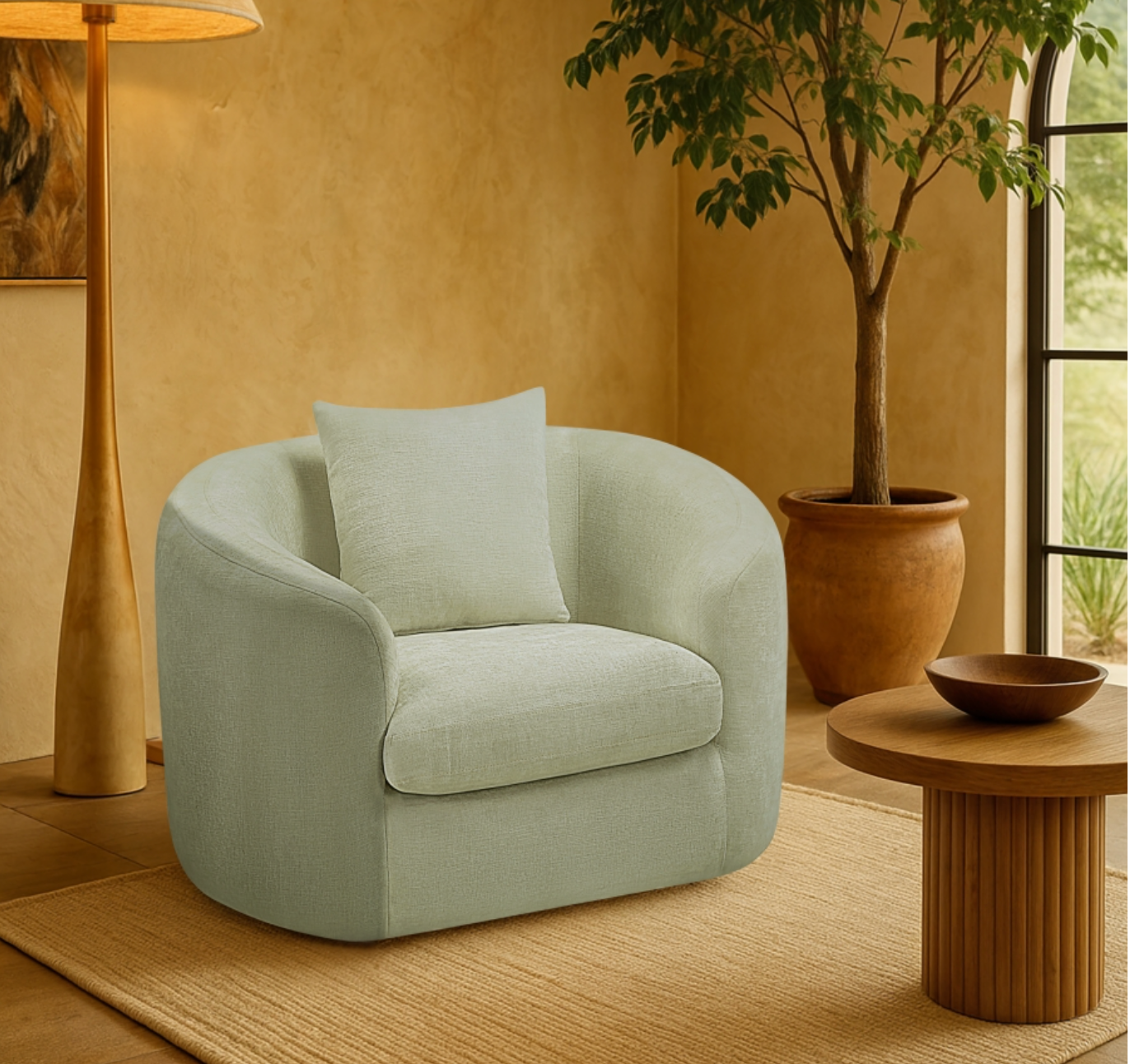 Penelope Chenille Mint Fabric Upholstered Accent Chair