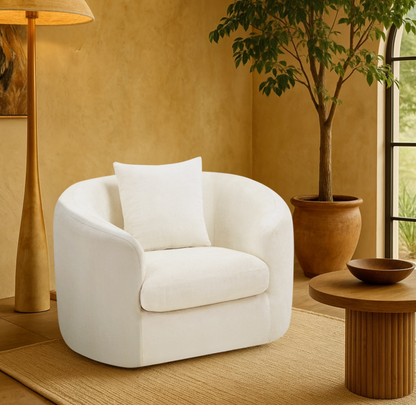 Penelope Chenille Cream Fabric Upholstered Accent Chair