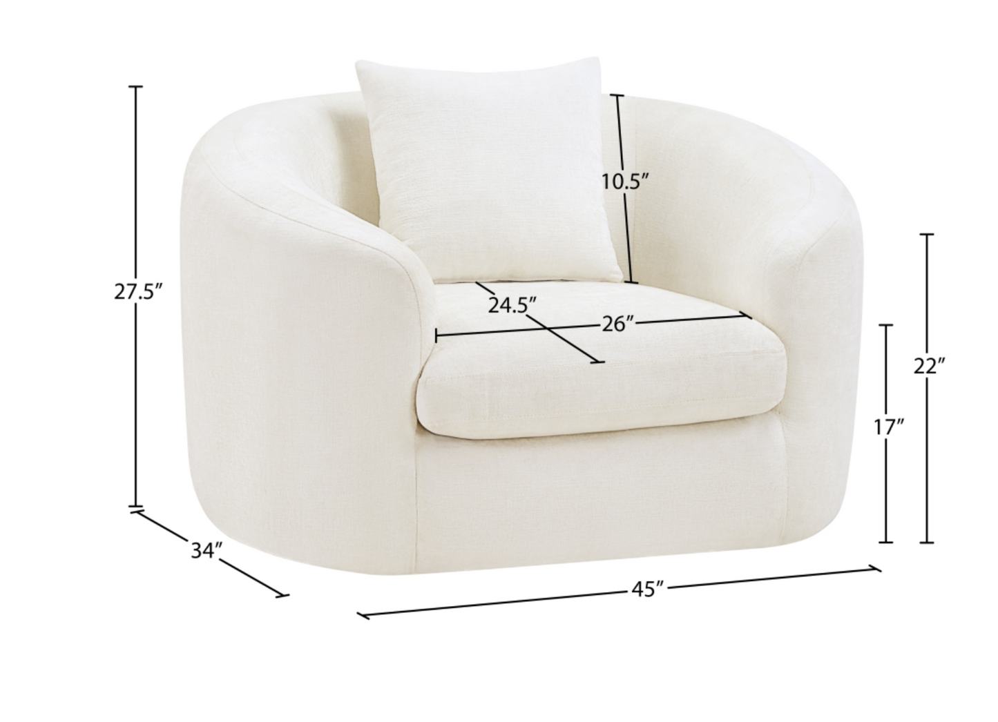 Penelope Chenille Cream Fabric Upholstered Accent Chair