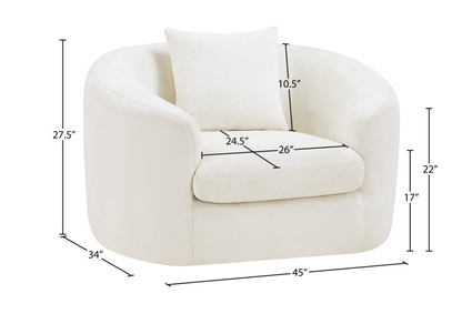 Penelope Chenille Cream Fabric Upholstered Accent Chair