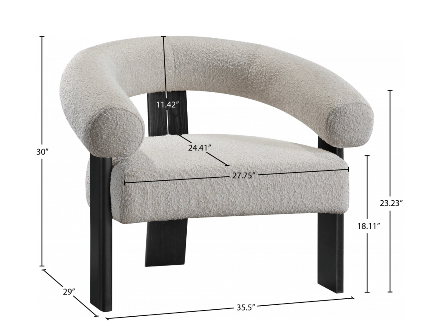 Winston Boucle Cream Fabric Upholstered Accent Chair