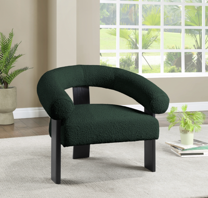 Winston Boucle Green Fabric Upholstered Accent Chair