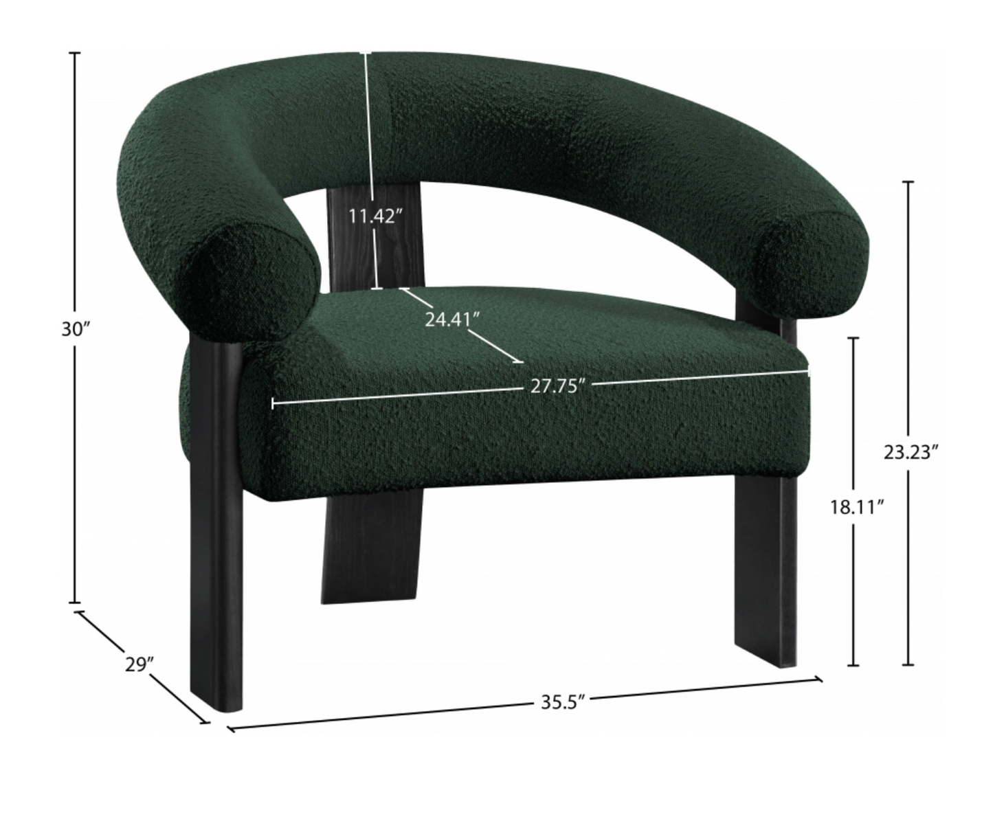 Winston Boucle Green Fabric Upholstered Accent Chair