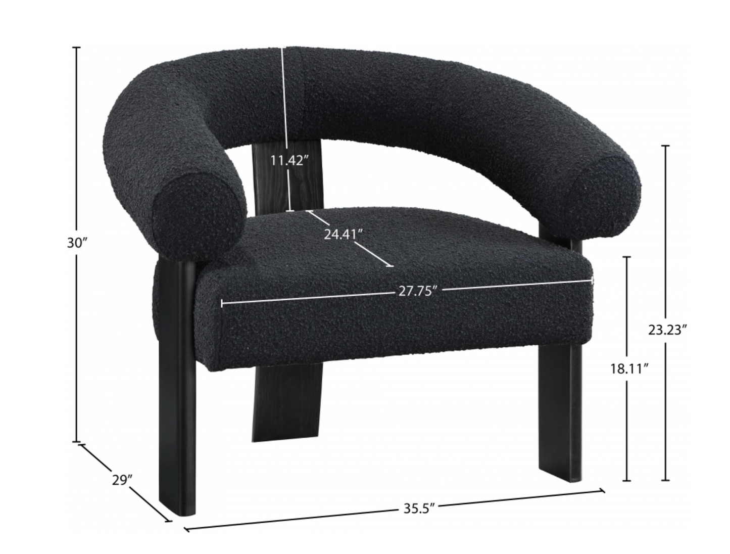 Winston Booucle Black Fabric Accent Chair