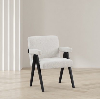 Woodloch Boucle Cream Fabric Upholstered Accent Chair