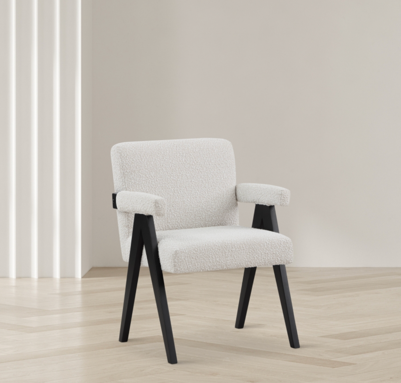 Woodloch Boucle Cream Fabric Upholstered Accent Chair