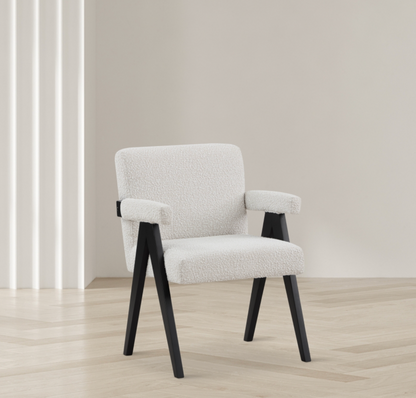 Woodloch Boucle Cream Fabric Upholstered Accent Chair