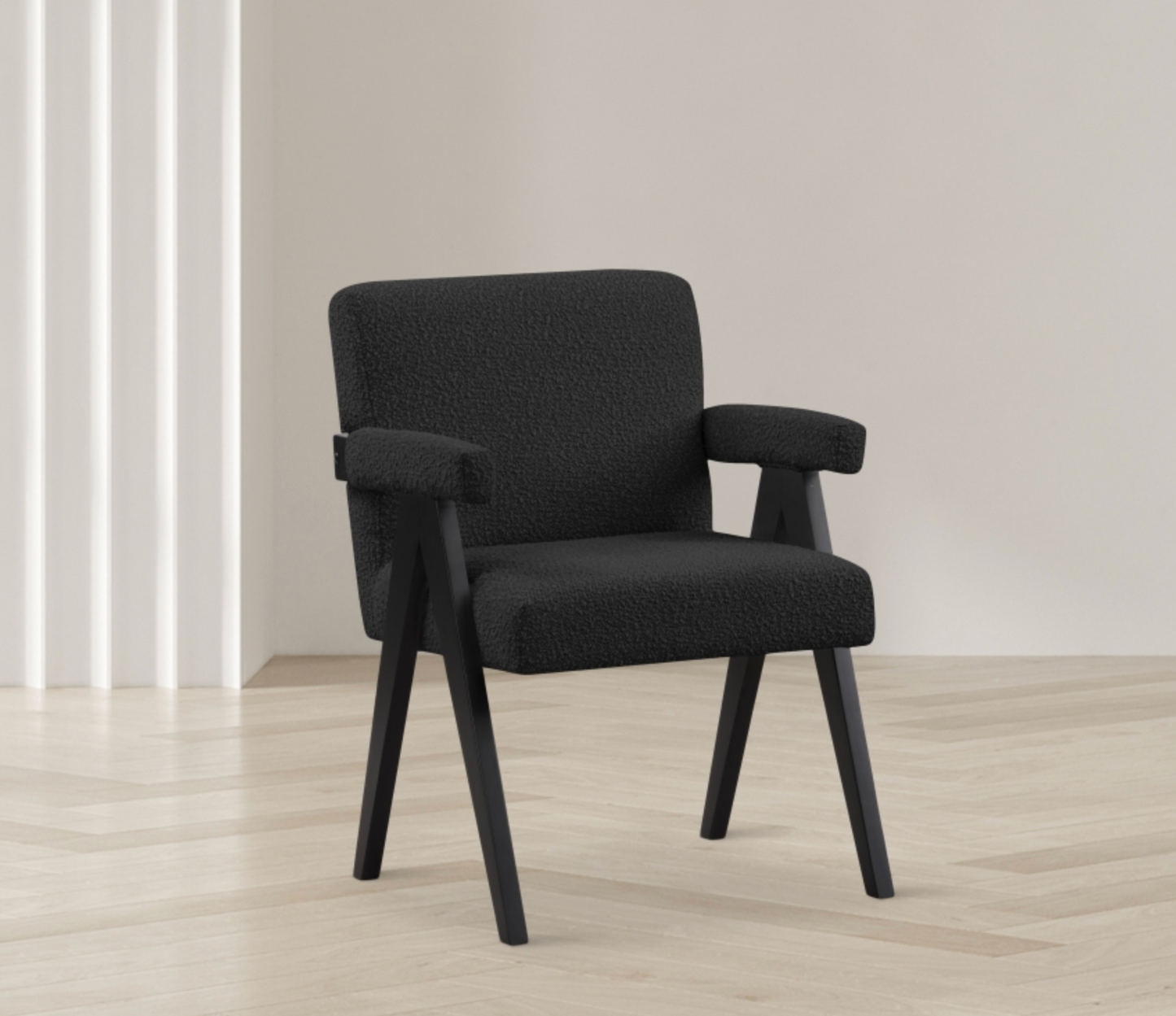 Woodloch Boucle Black Fabric Upholstered Accent Chair