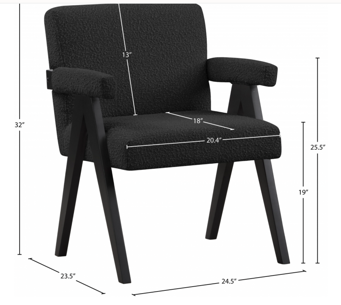 Woodloch Boucle Black Fabric Upholstered Accent Chair