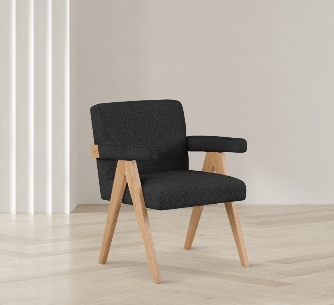 Woodloch Boucle Black Fabric Upholstered Accent Chair
