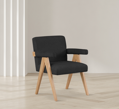 Woodloch Boucle Black Fabric Upholstered Accent Chair