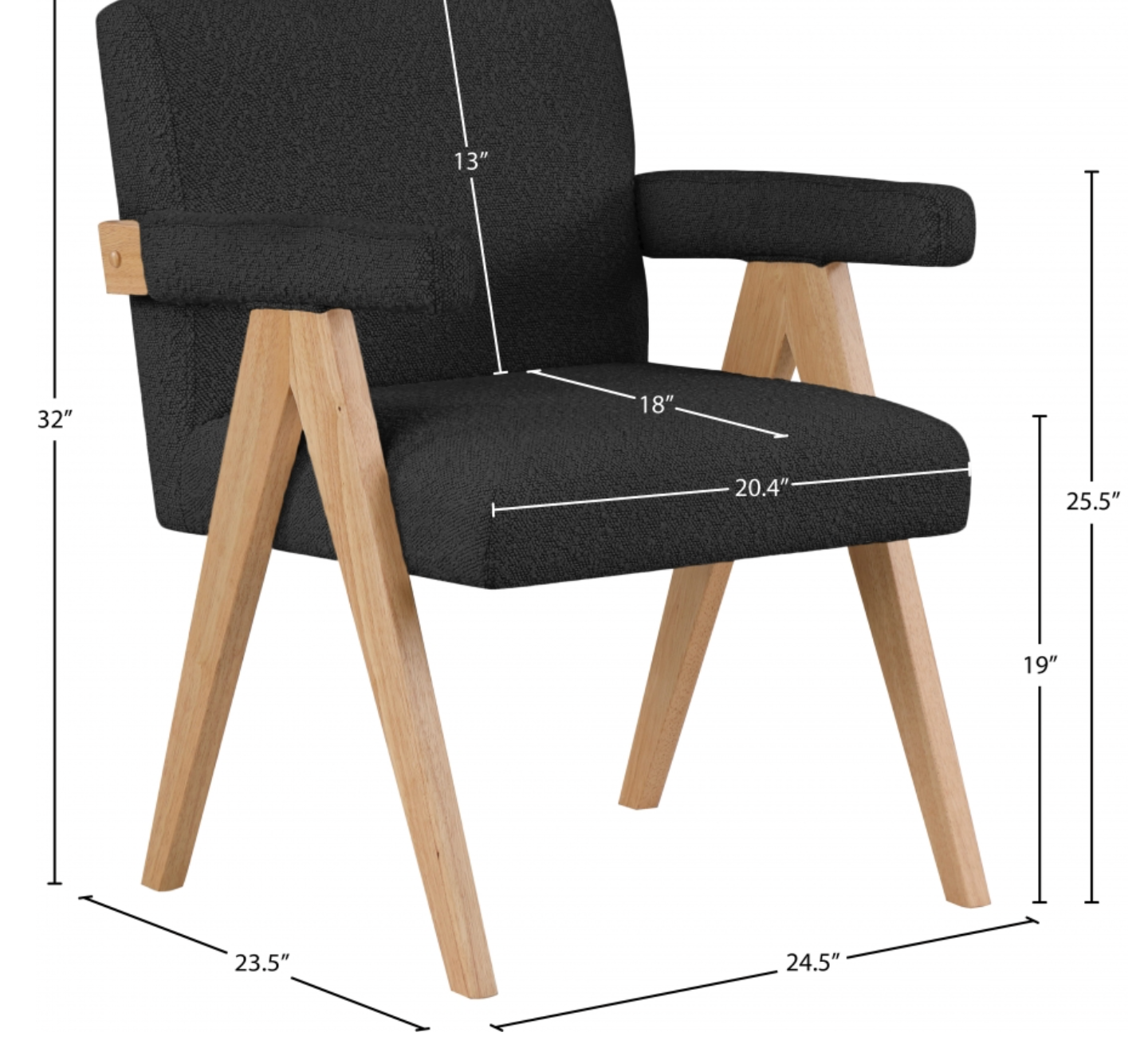 Woodloch Boucle Black Fabric Upholstered Accent Chair