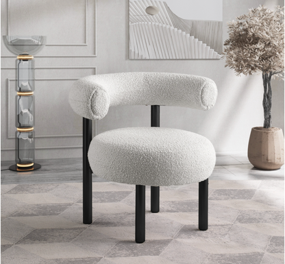 Bordeaux Boucle Cream Fabric Upholstered Accent Chair