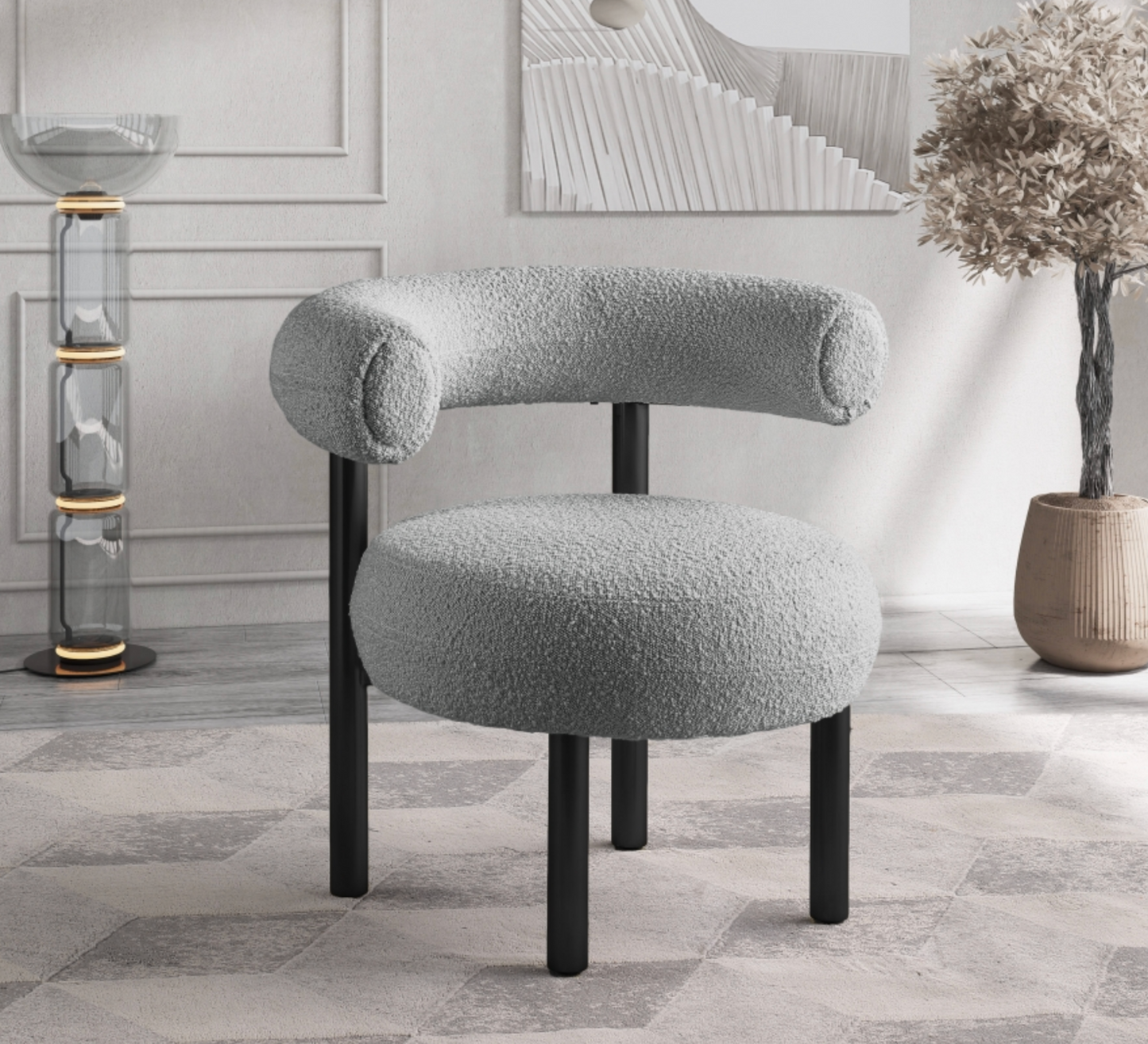 Hyde Boucle Grey Fabric Upholstered Chair