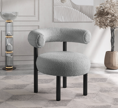 Hyde Boucle Grey Fabric Upholstered Chair