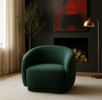 Hyde Boucle Green Fabric Upholstered Chair