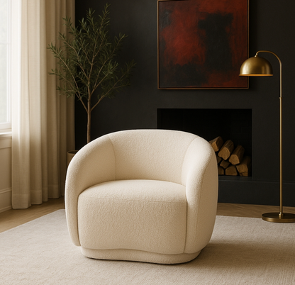 Hyde Boucle Cream Fabric Upholstered Chair