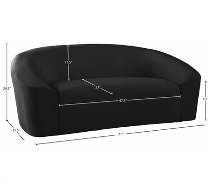 Riley 71" Black Velvet Upholstered Loveseat