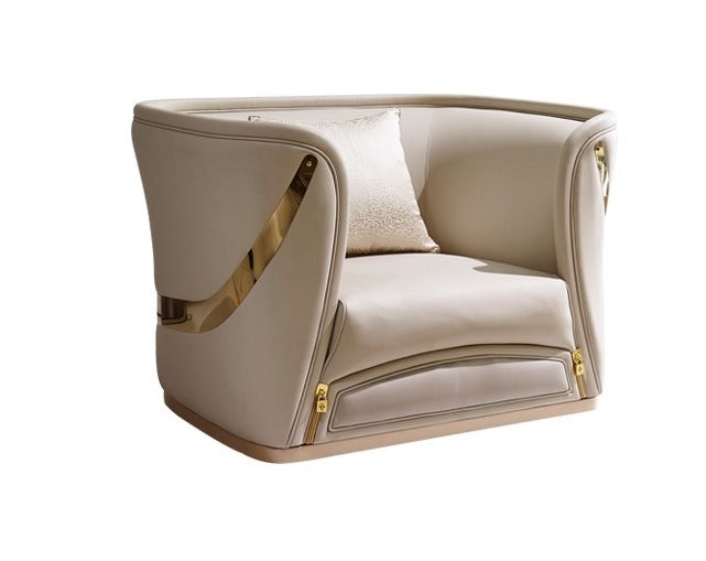 David Ivory Napa Leather Sofa Chair