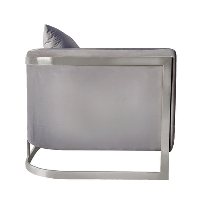 Bond Light Grey Velvet And Chrome Full Size Accent Chair