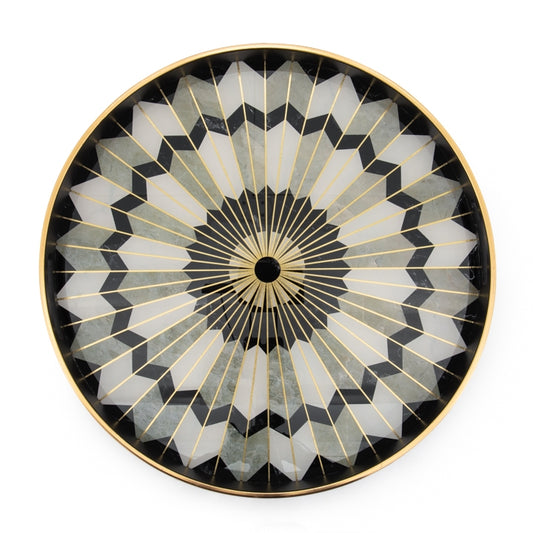 Savoy Black And Gold Round Tray 2 Piece