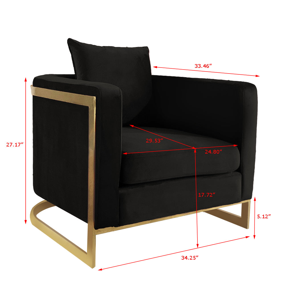 Bond Black Velvet Full Size Accent Chair