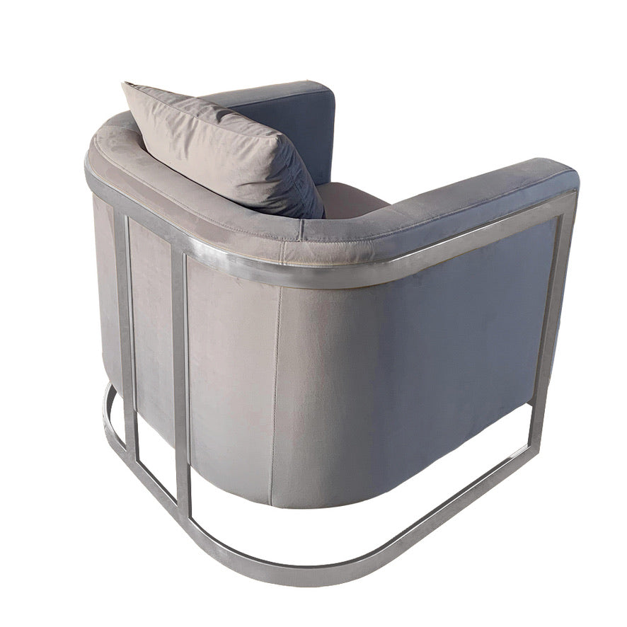 Bond Light Grey Velvet And Chrome Full Size Accent Chair