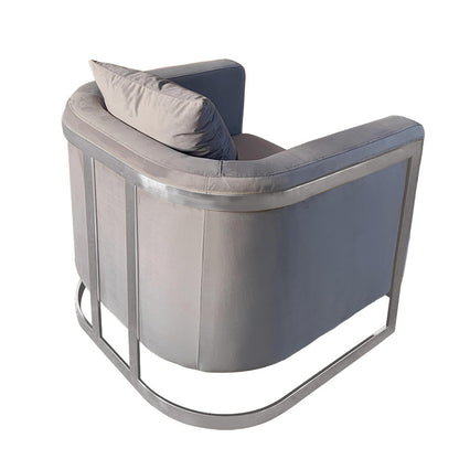 Bond Light Grey Velvet And Chrome Full Size Accent Chair