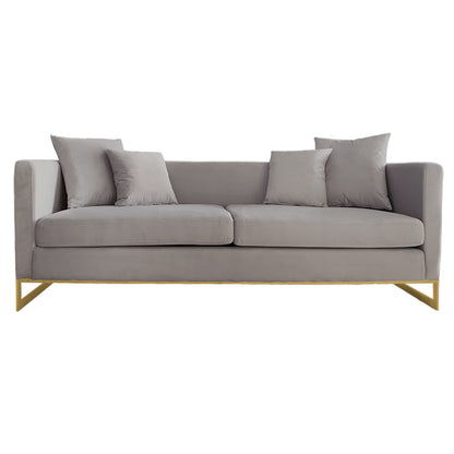 Bond Light Grey Velvet And Gold Sofa