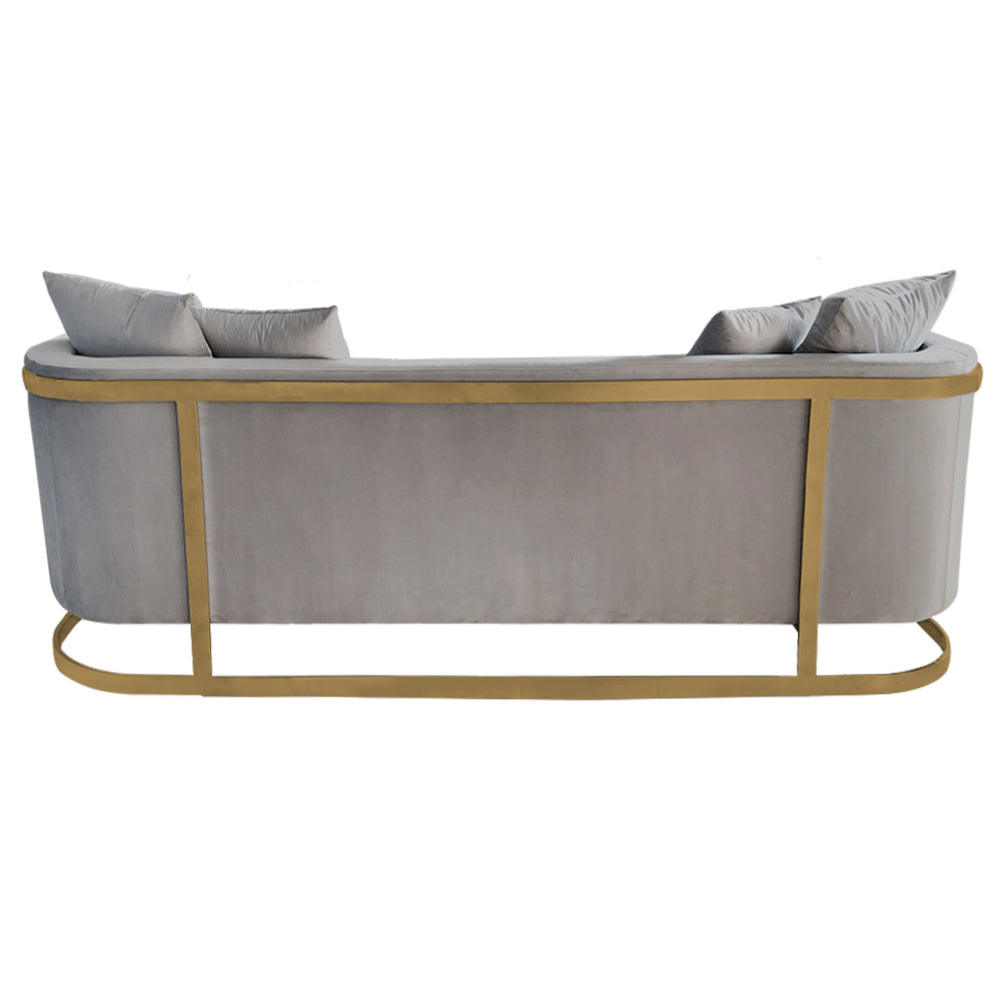 Bond Light Grey Velvet And Gold Sofa