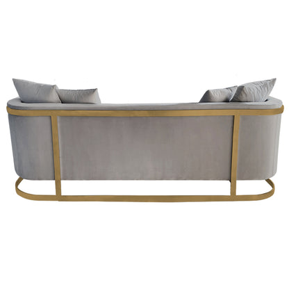Bond Light Grey Velvet And Gold Sofa