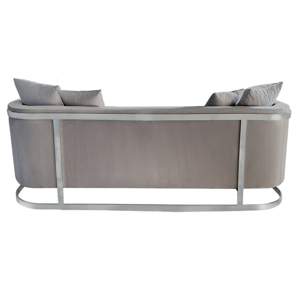 Bond Light Grey And Velvet Chrome Sofa